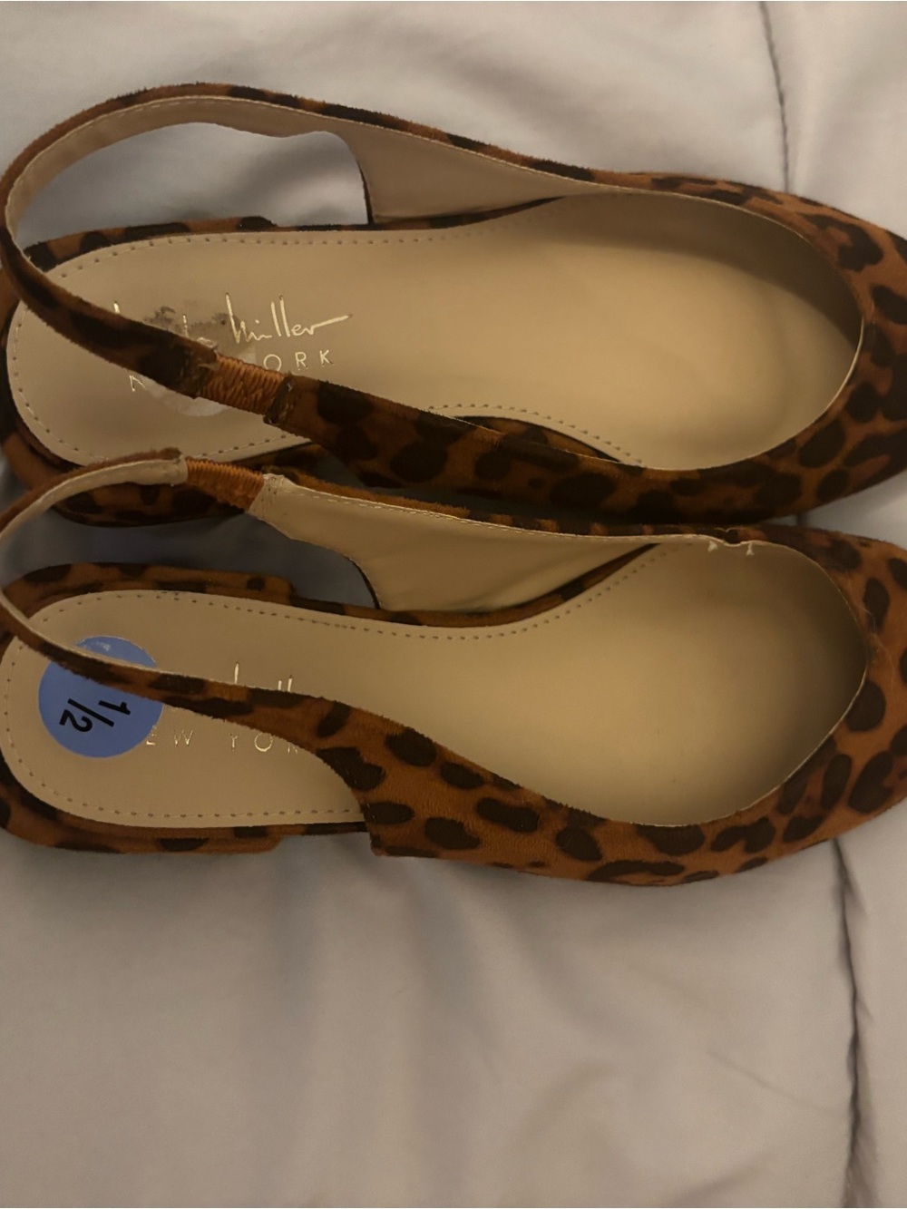 Nicole Miller Leopard-Print Slingback Flats in Brown and Black